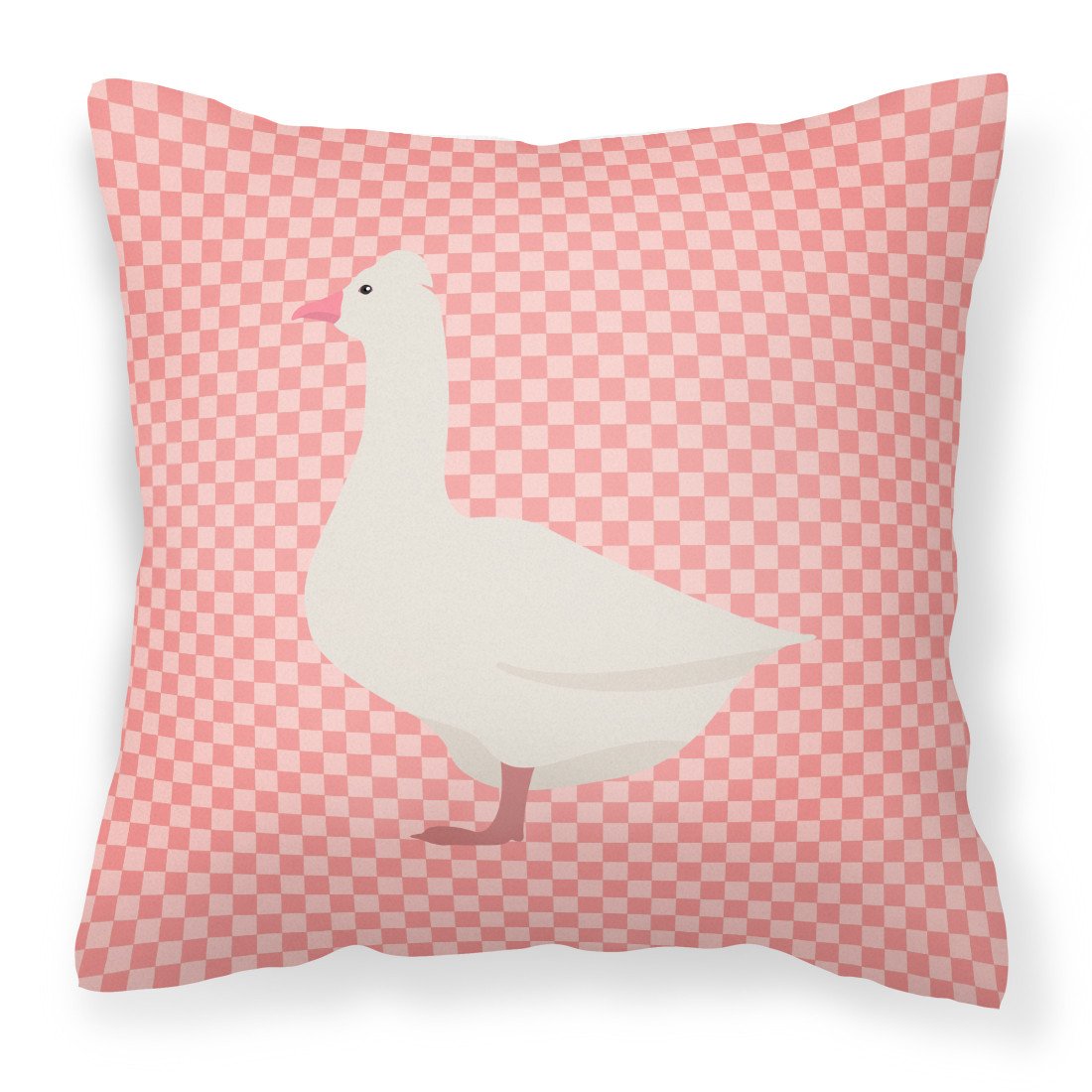 Roman Goose Pink Check Fabric Decorative Pillow BB7898PW1818 by Caroline&#39;s Treasures