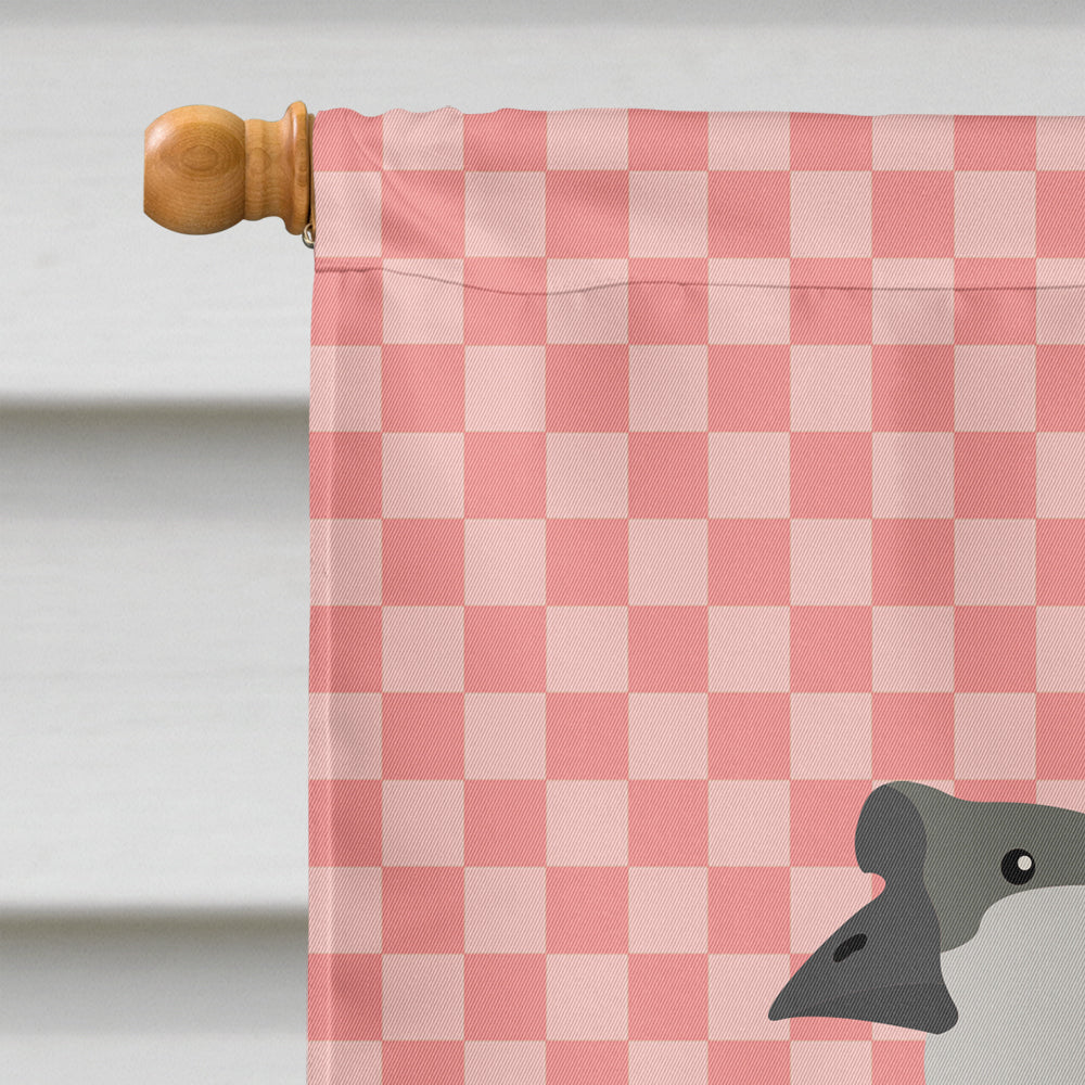 African Goose Pink Check Flag Canvas House Size BB7899CHF