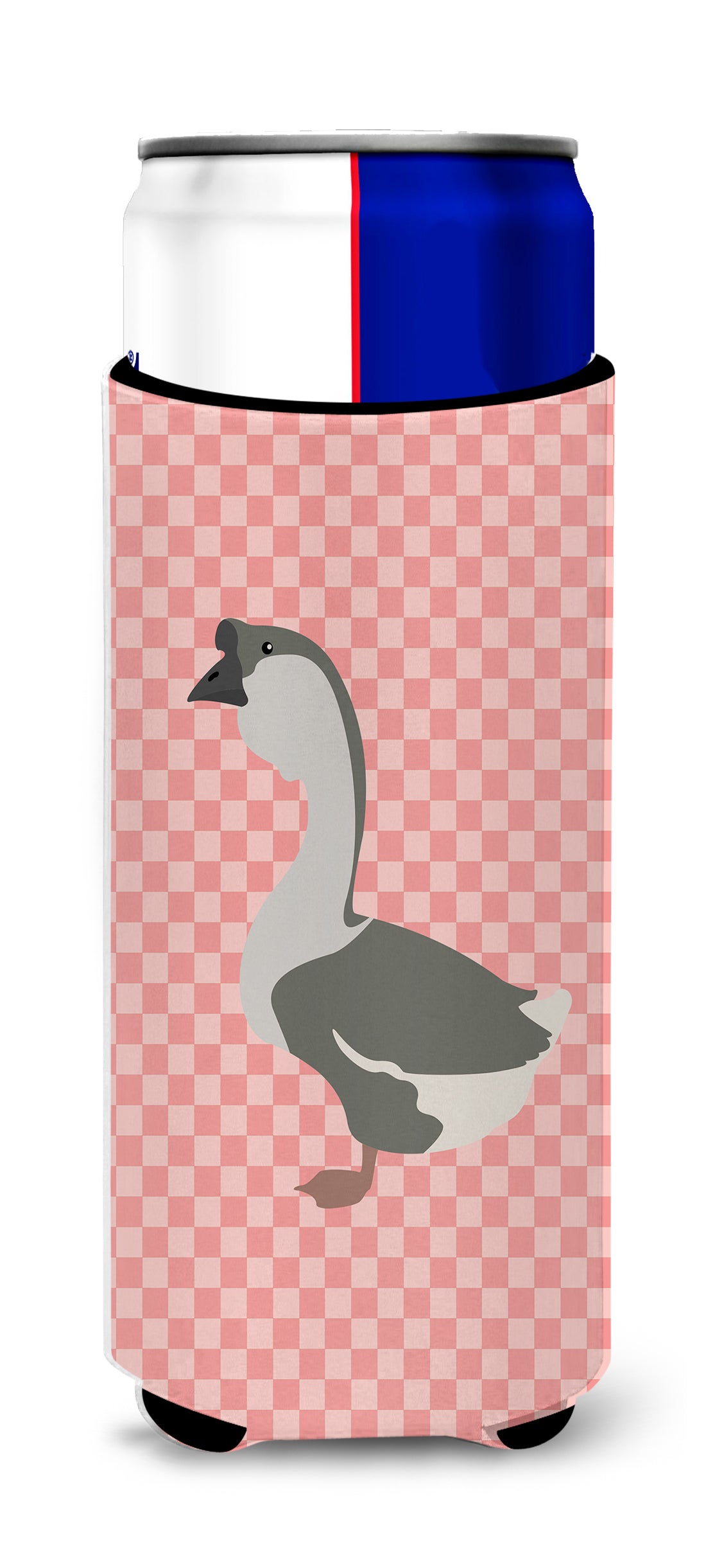 African Goose Pink Check  Ultra Hugger for slim cans  the-store.com.