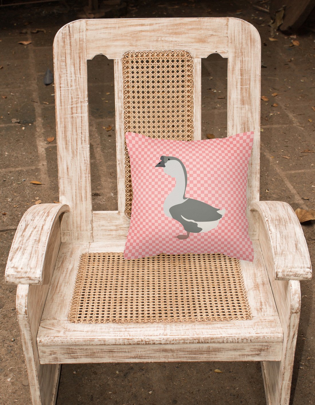 African Goose Pink Check Fabric Decorative Pillow BB7899PW1818 by Caroline's Treasures