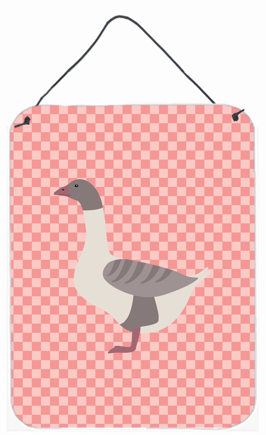 Buff Grey Back Goose Pink Check Wall or Door Hanging Prints BB7901DS1216 by Caroline's Treasures