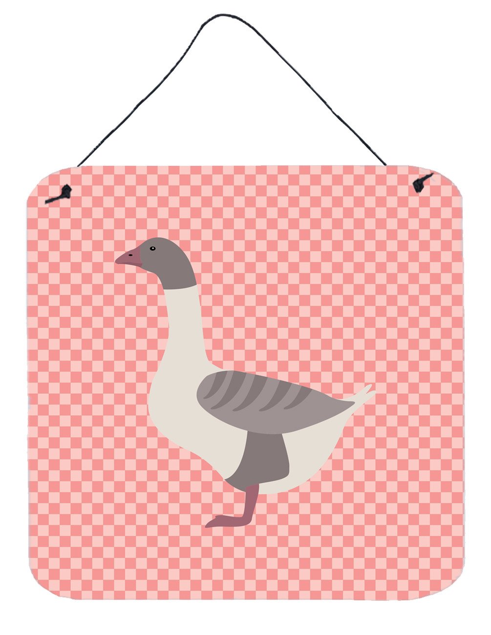 Buff Grey Back Goose Pink Check Wall or Door Hanging Prints BB7901DS66 by Caroline&#39;s Treasures
