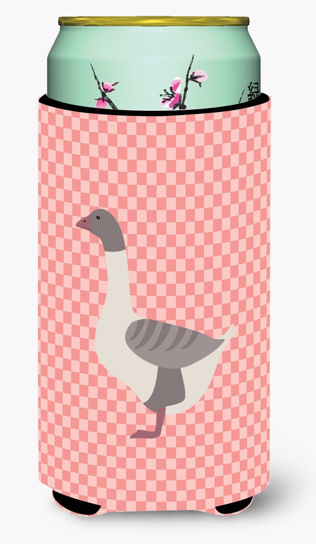 Buff Grey Back Goose Pink Check Tall Boy Beverage Insulator Hugger BB7901TBC by Caroline&#39;s Treasures