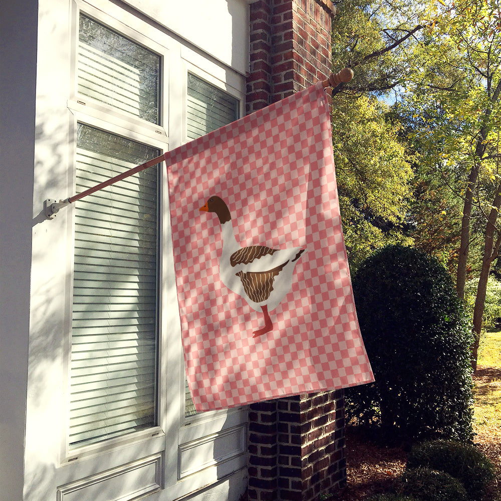 Pomeranian Rogener Goose Pink Check Flag Canvas House Size BB7903CHF