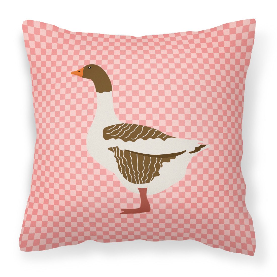 Pomeranian Rogener Goose Pink Check Fabric Decorative Pillow BB7903PW1818 by Caroline&#39;s Treasures
