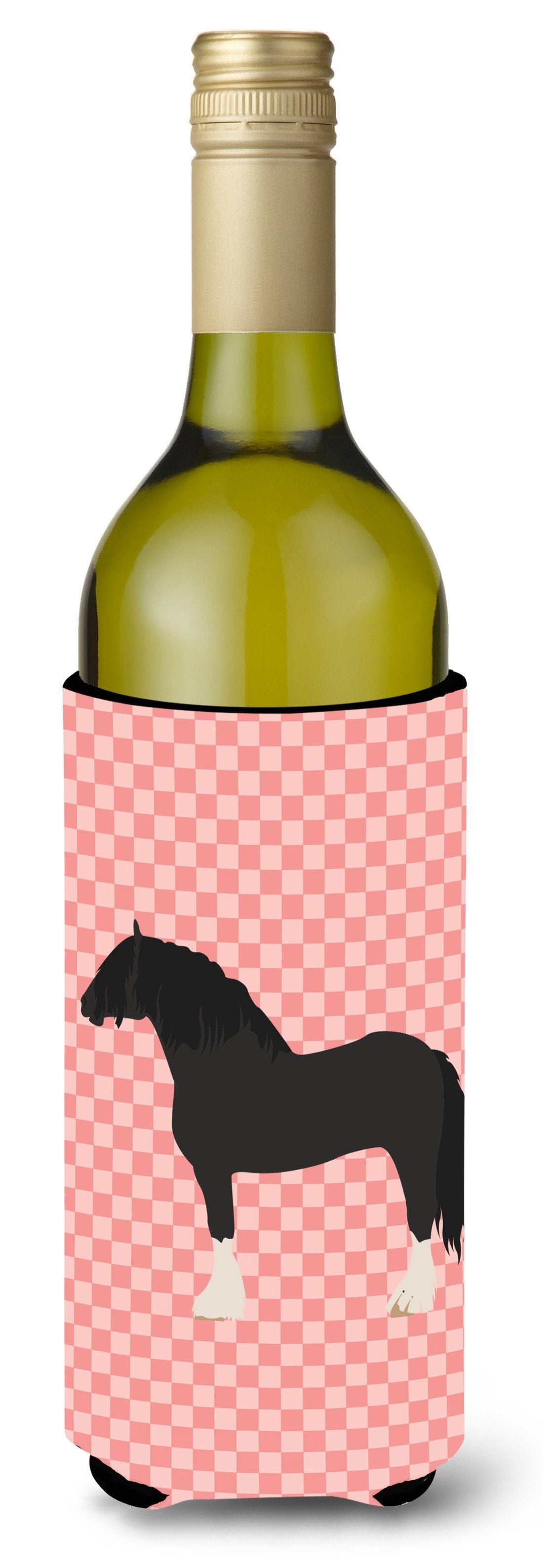 Pomeranian Rogener Goose Pink Check Wine Bottle Beverge Insulator Hugger BB7904LITERK by Caroline&#39;s Treasures
