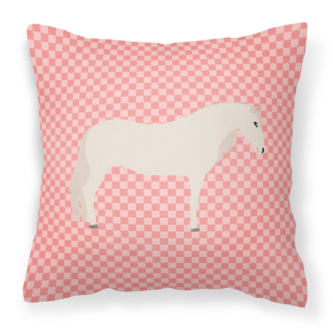 Paso Fino Horse Pink Check Fabric Decorative Pillow BB7905PW1818 by Caroline&#39;s Treasures