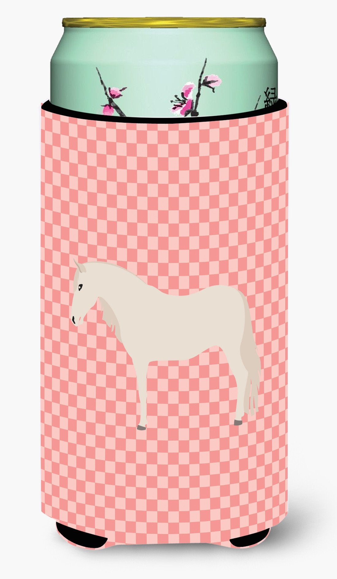 Paso Fino Horse Pink Check Tall Boy Beverage Insulator Hugger BB7905TBC by Caroline&#39;s Treasures