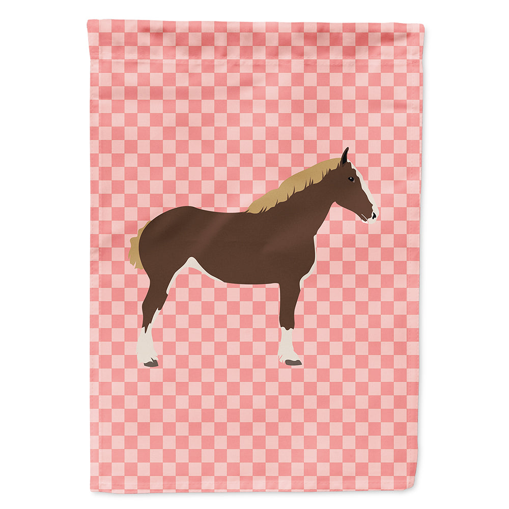 Percheron Horse Pink Check Flag Canvas House Size BB7906CHF  the-store.com.