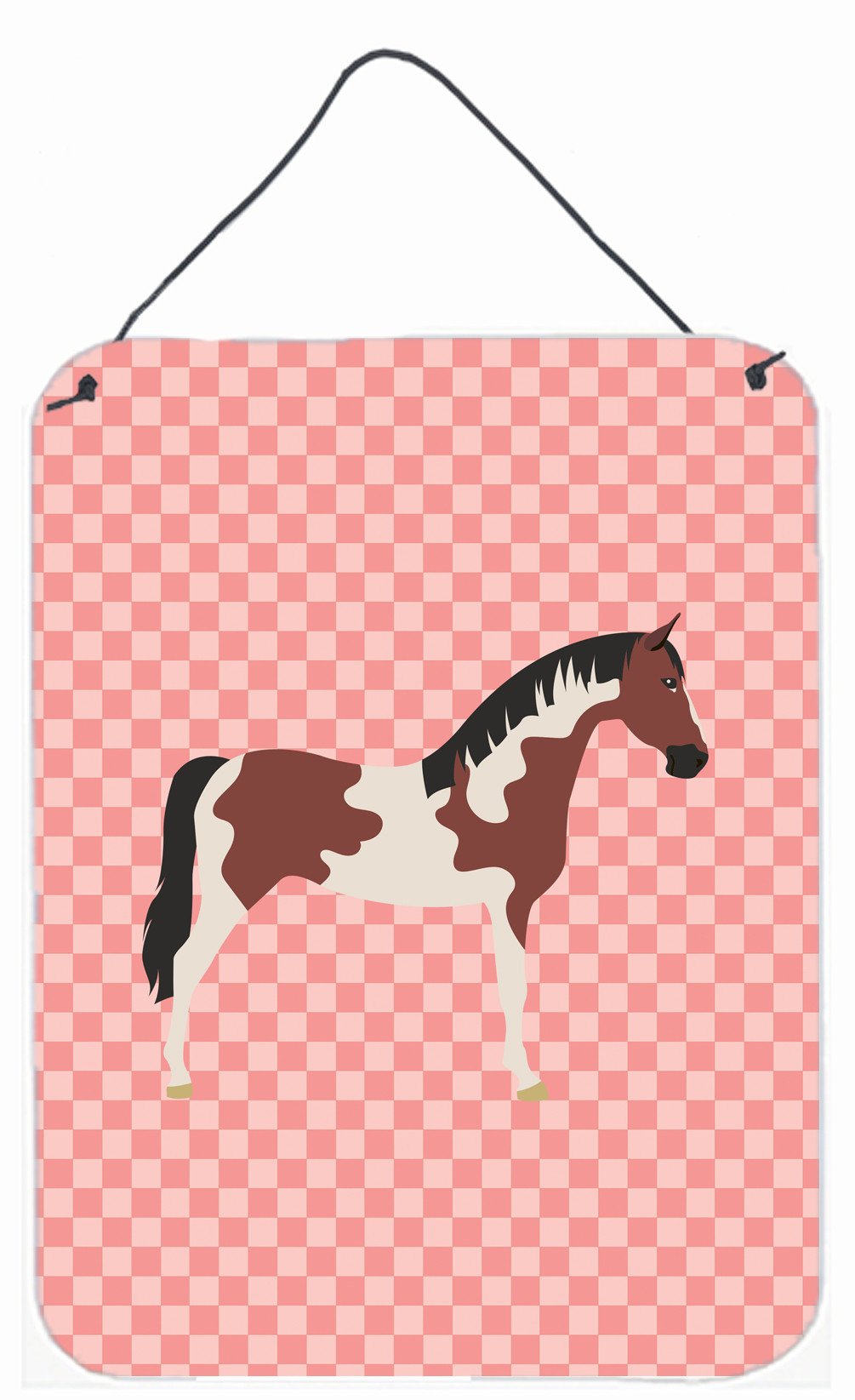 Pinto Horse Pink Check Wall or Door Hanging Prints BB7907DS1216 by Caroline's Treasures
