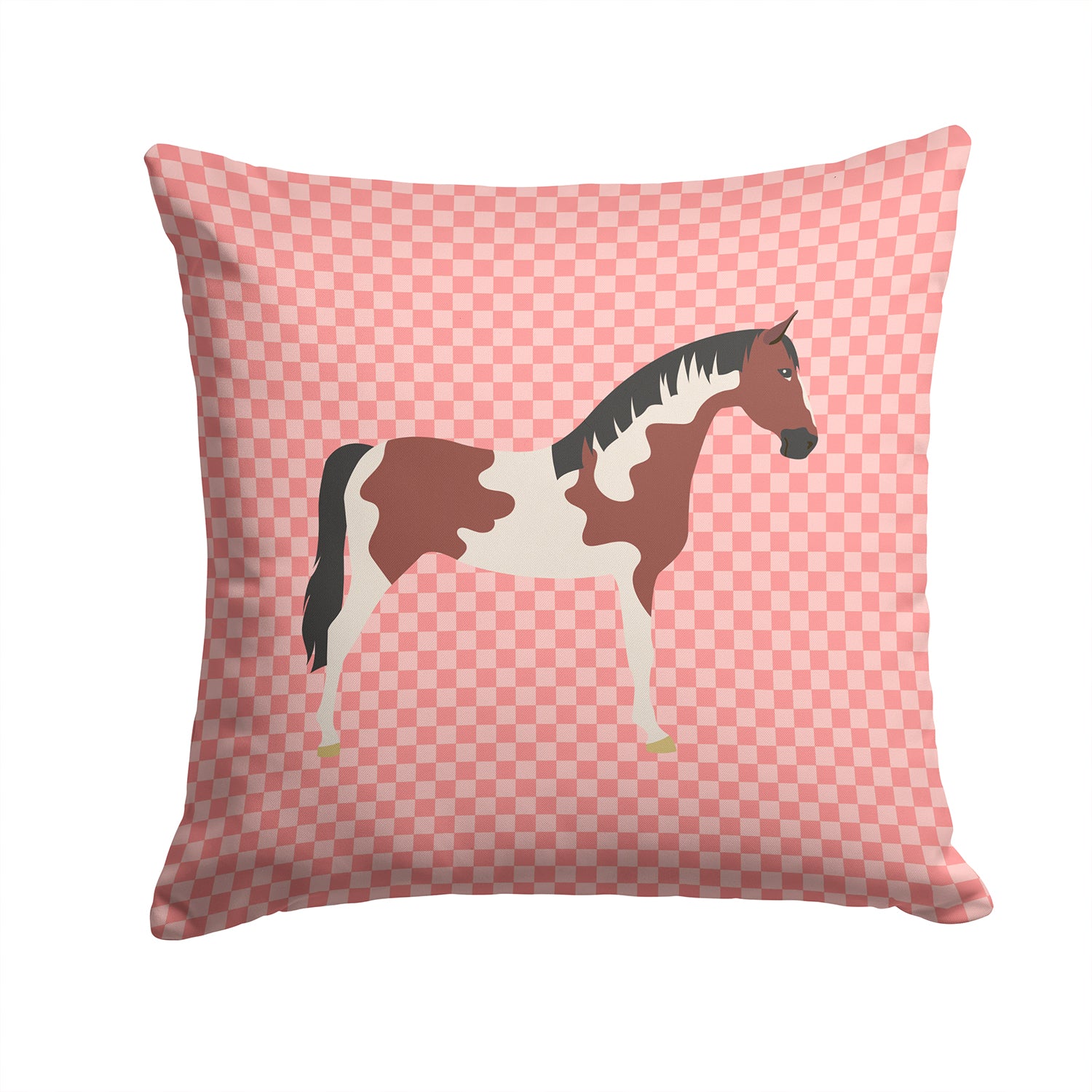 Pinto Horse Pink Check Fabric Decorative Pillow BB7907PW1414 - the-store.com