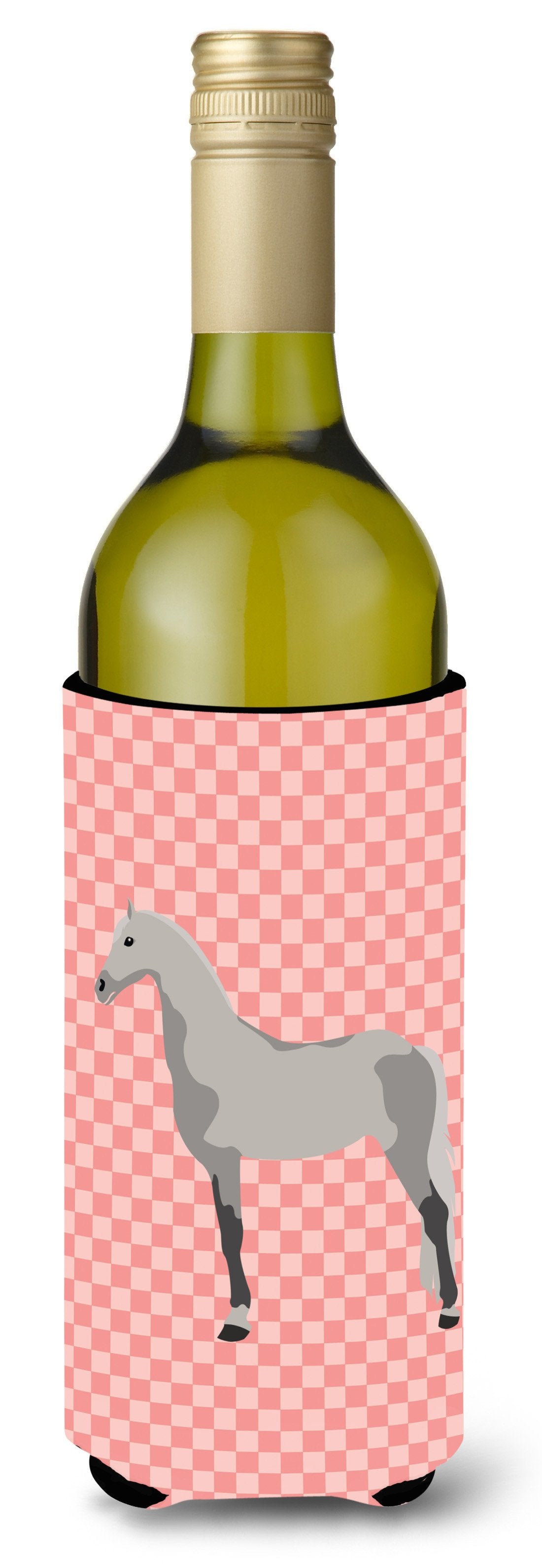 Orlov Trotter Horse Pink Check Wine Bottle Beverge Insulator Hugger BB7908LITERK by Caroline&#39;s Treasures