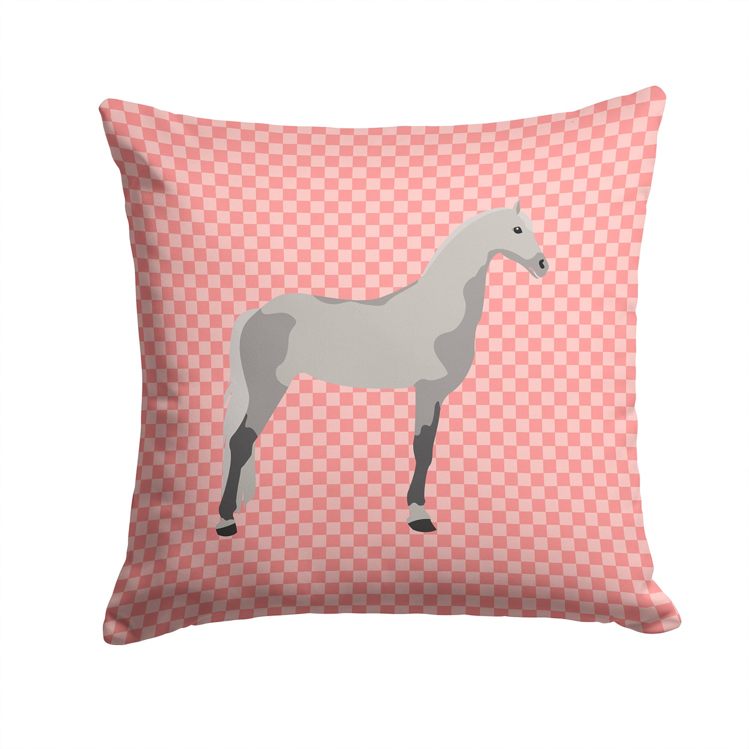 Orlov Trotter Horse Pink Check Fabric Decorative Pillow BB7908PW1414 - the-store.com