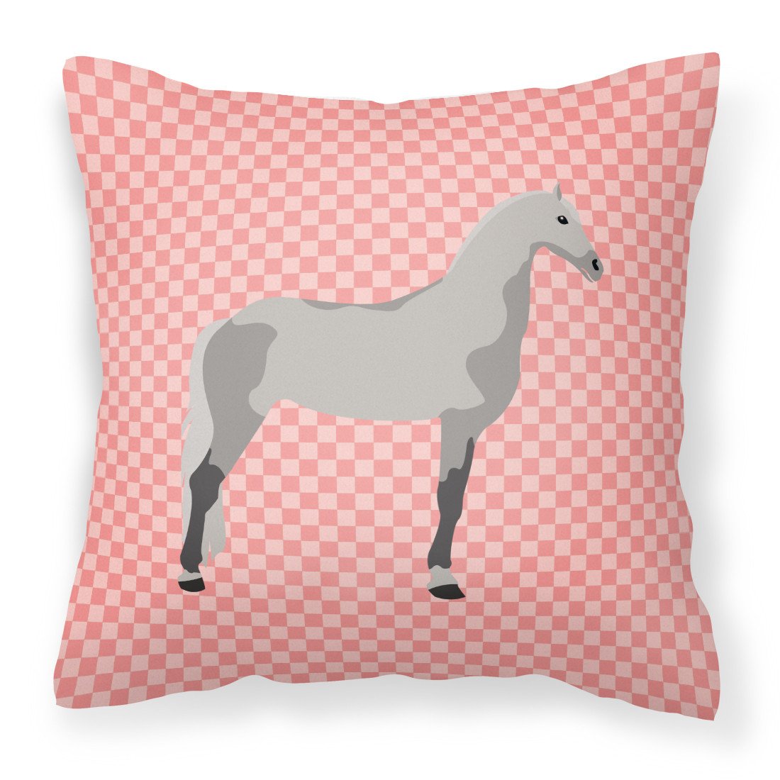 Orlov Trotter Horse Pink Check Fabric Decorative Pillow BB7908PW1818 by Caroline&#39;s Treasures