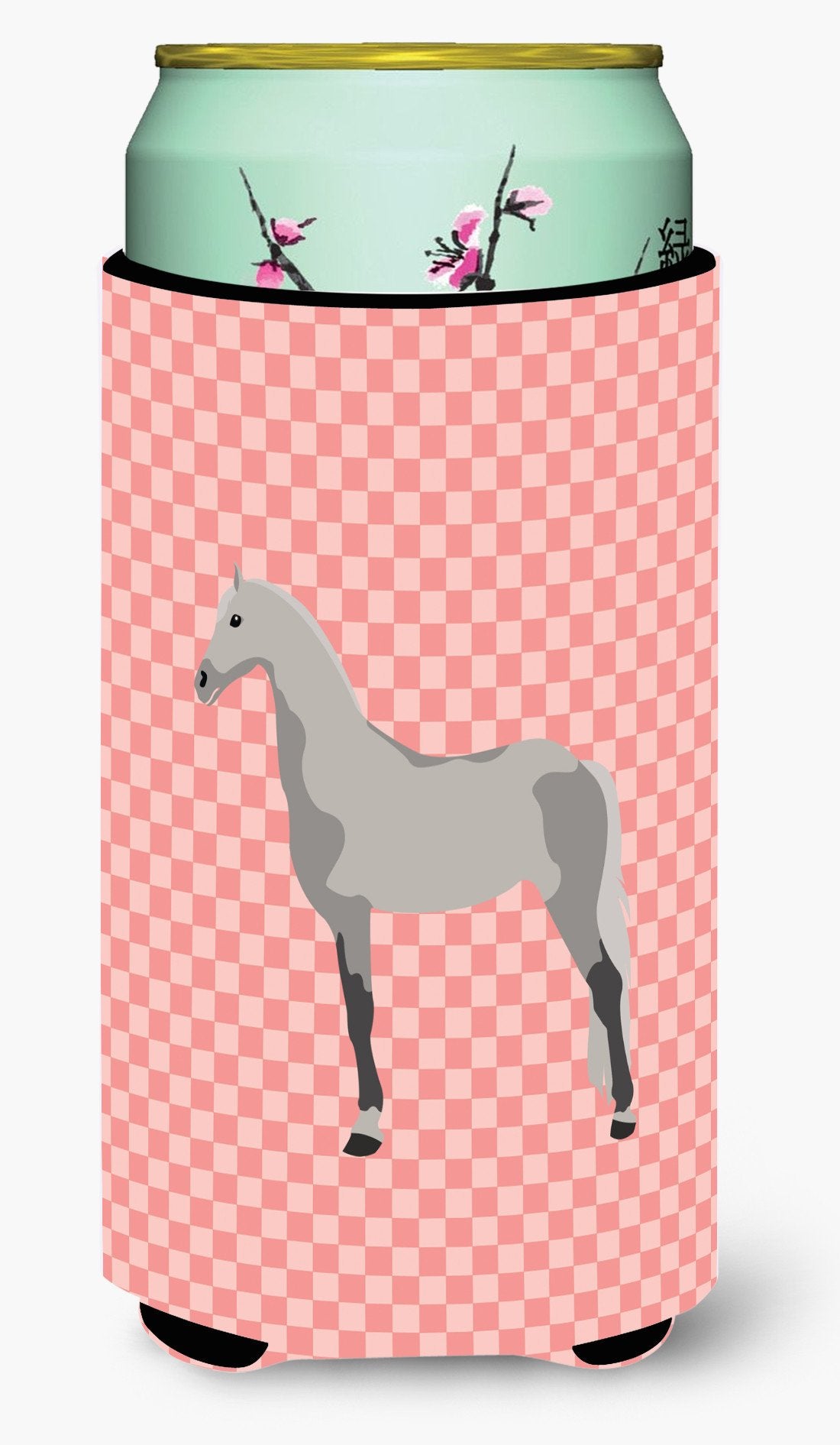 Orlov Trotter Horse Pink Check Tall Boy Beverage Insulator Hugger BB7908TBC by Caroline&#39;s Treasures