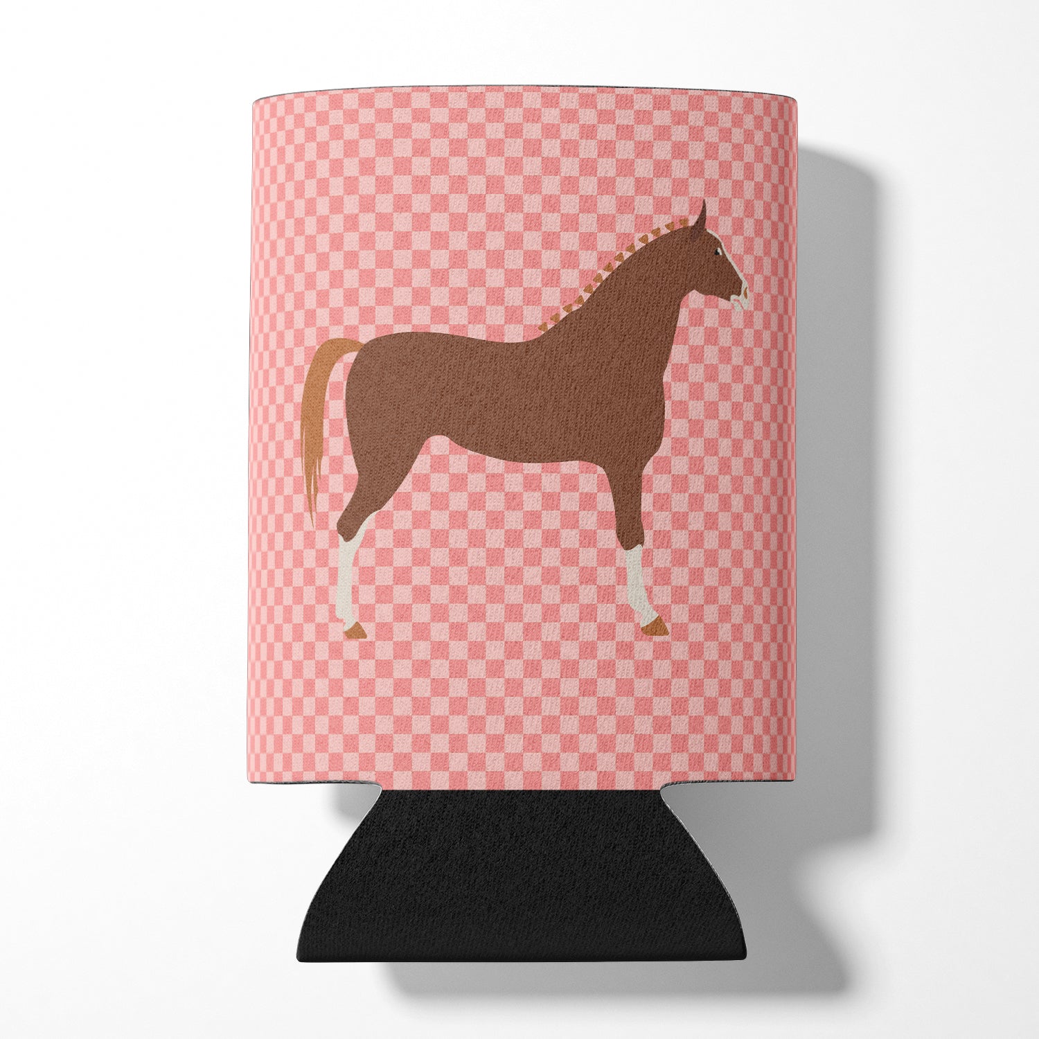 Hannoverian Horse Pink Check Can or Bottle Hugger BB7909CC  the-store.com.