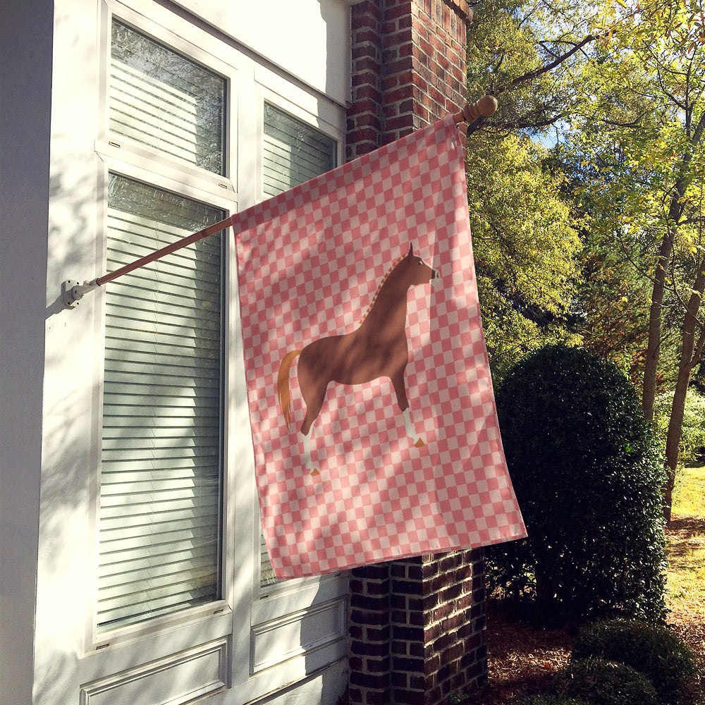 Hannoverian Horse Pink Check Flag Canvas House Size BB7909CHF