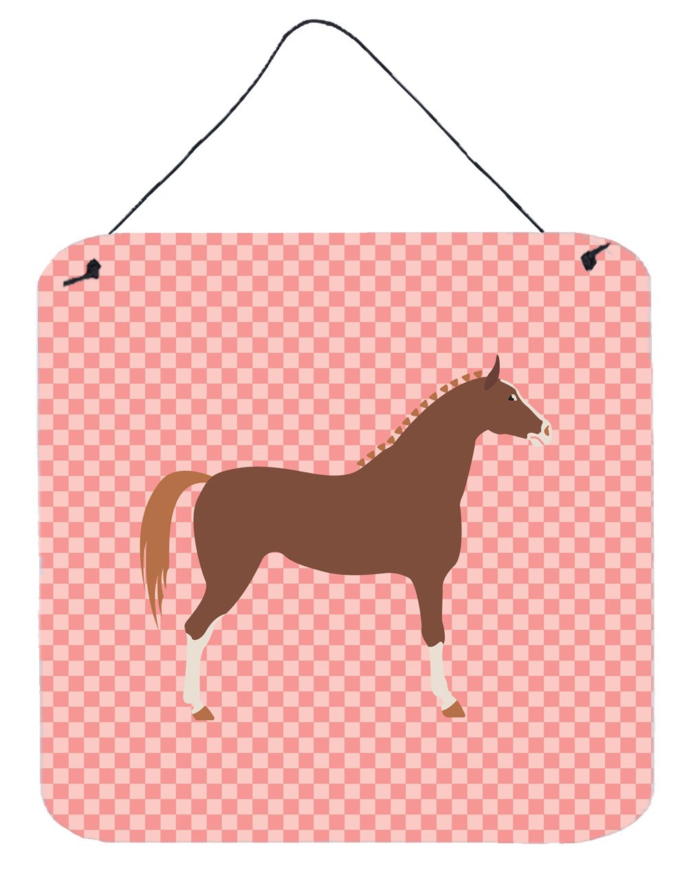 Hannoverian Horse Pink Check Wall or Door Hanging Prints BB7909DS66 by Caroline&#39;s Treasures
