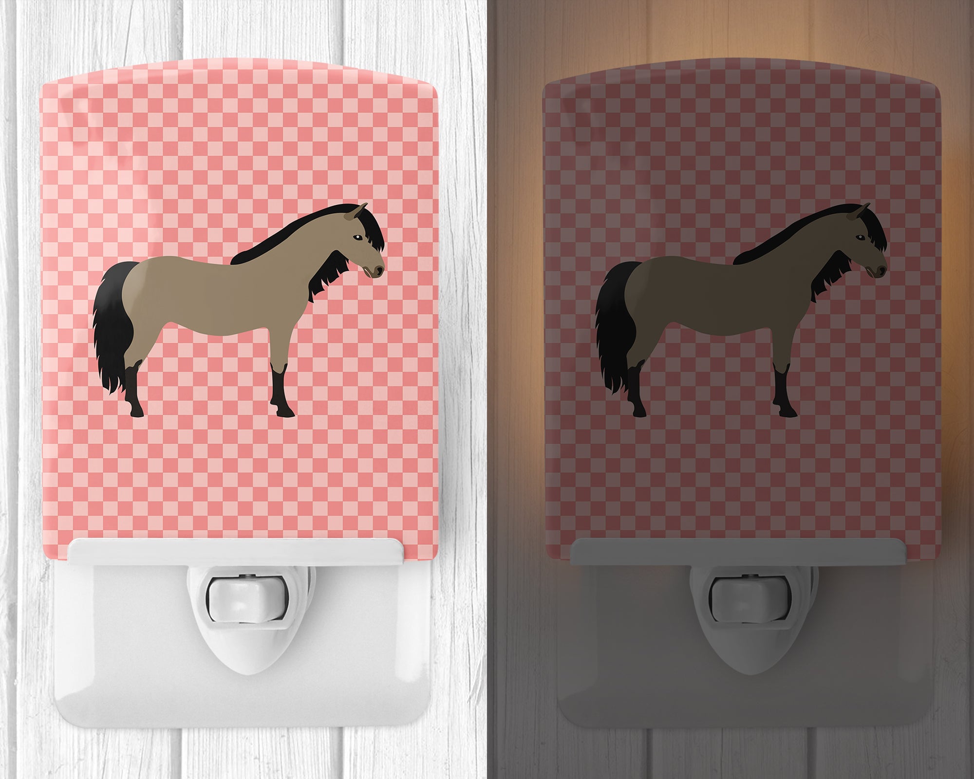 Welsh Pony Horse Pink Check Ceramic Night Light BB7910CNL - the-store.com