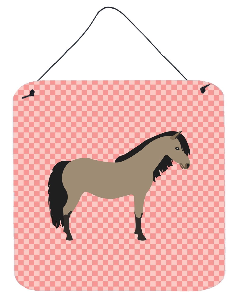 Welsh Pony Horse Pink Check Wall or Door Hanging Prints BB7910DS66 by Caroline&#39;s Treasures