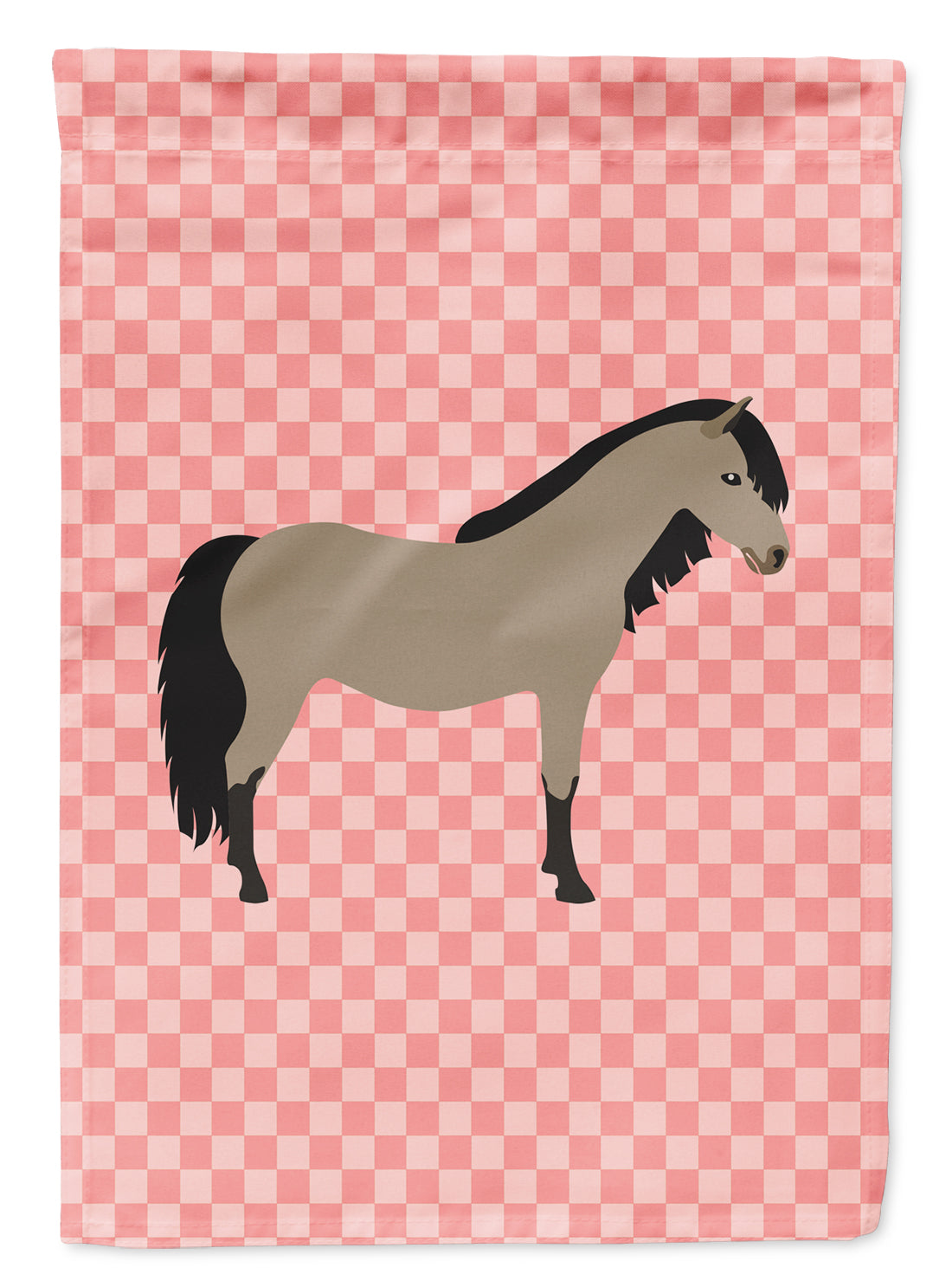 Welsh Pony Horse Pink Check Flag Garden Size  the-store.com.