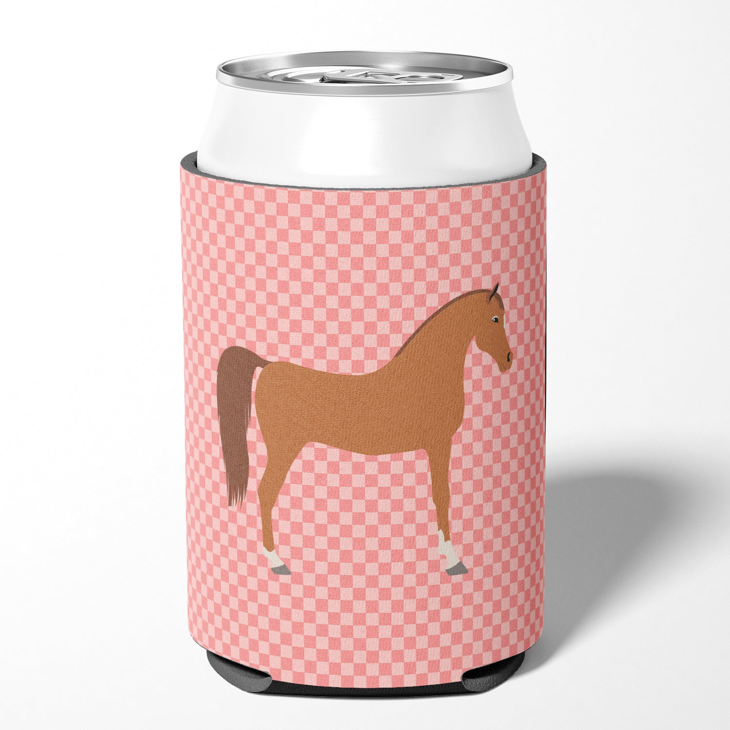 Arabian Horse Pink Check Can or Bottle Hugger  the-store.com.