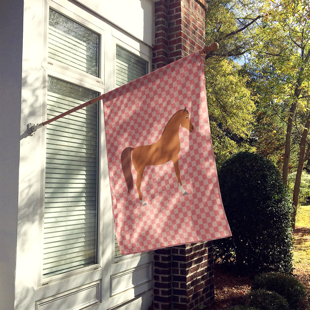 Arabian Horse Pink Check Flag Canvas House Size BB7911CHF  the-store.com.