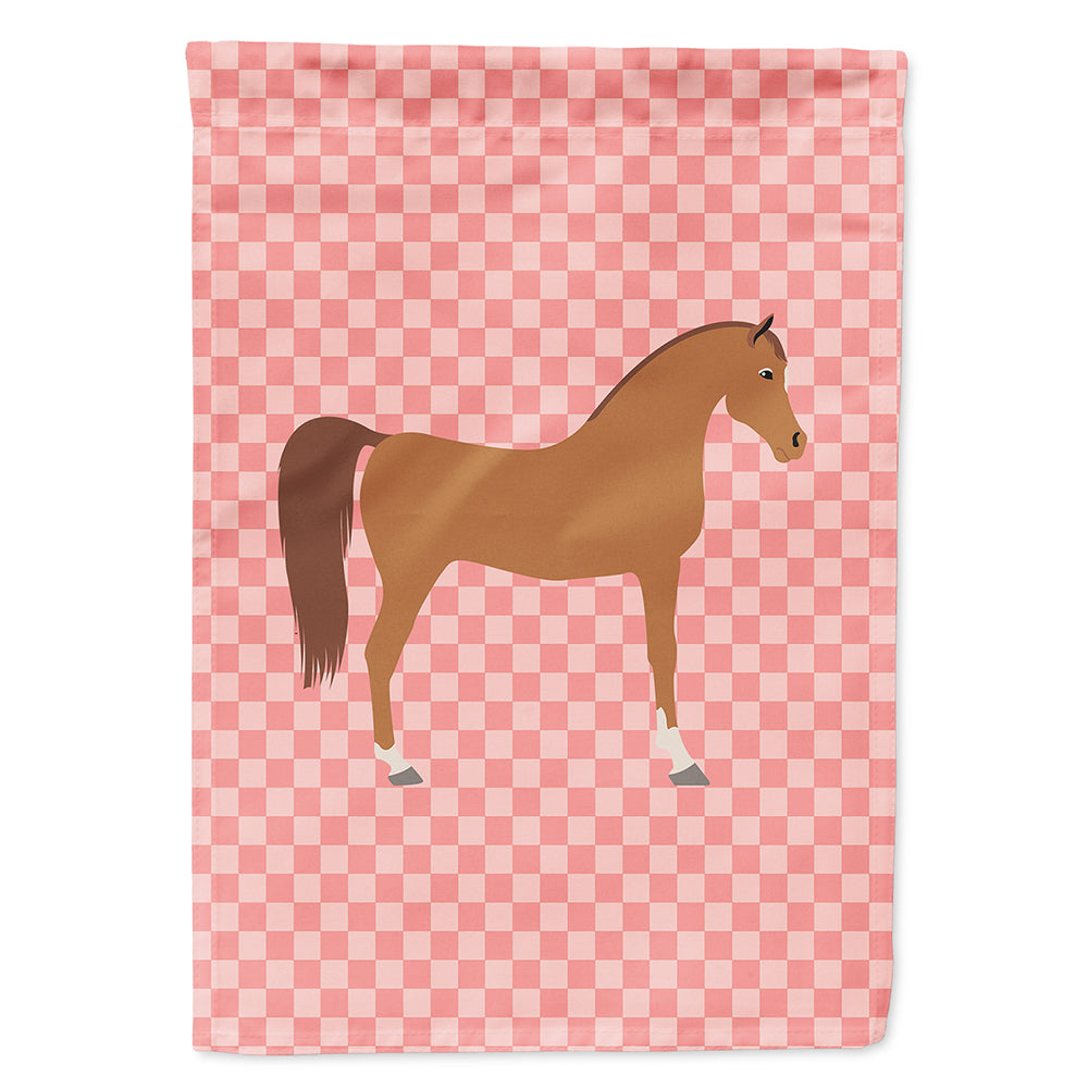 Arabian Horse Pink Check Flag Canvas House Size BB7911CHF