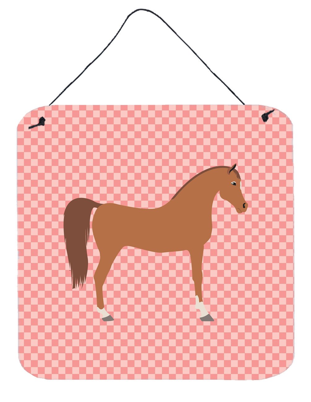 Arabian Horse Pink Check Wall or Door Hanging Prints BB7911DS66 by Caroline&#39;s Treasures