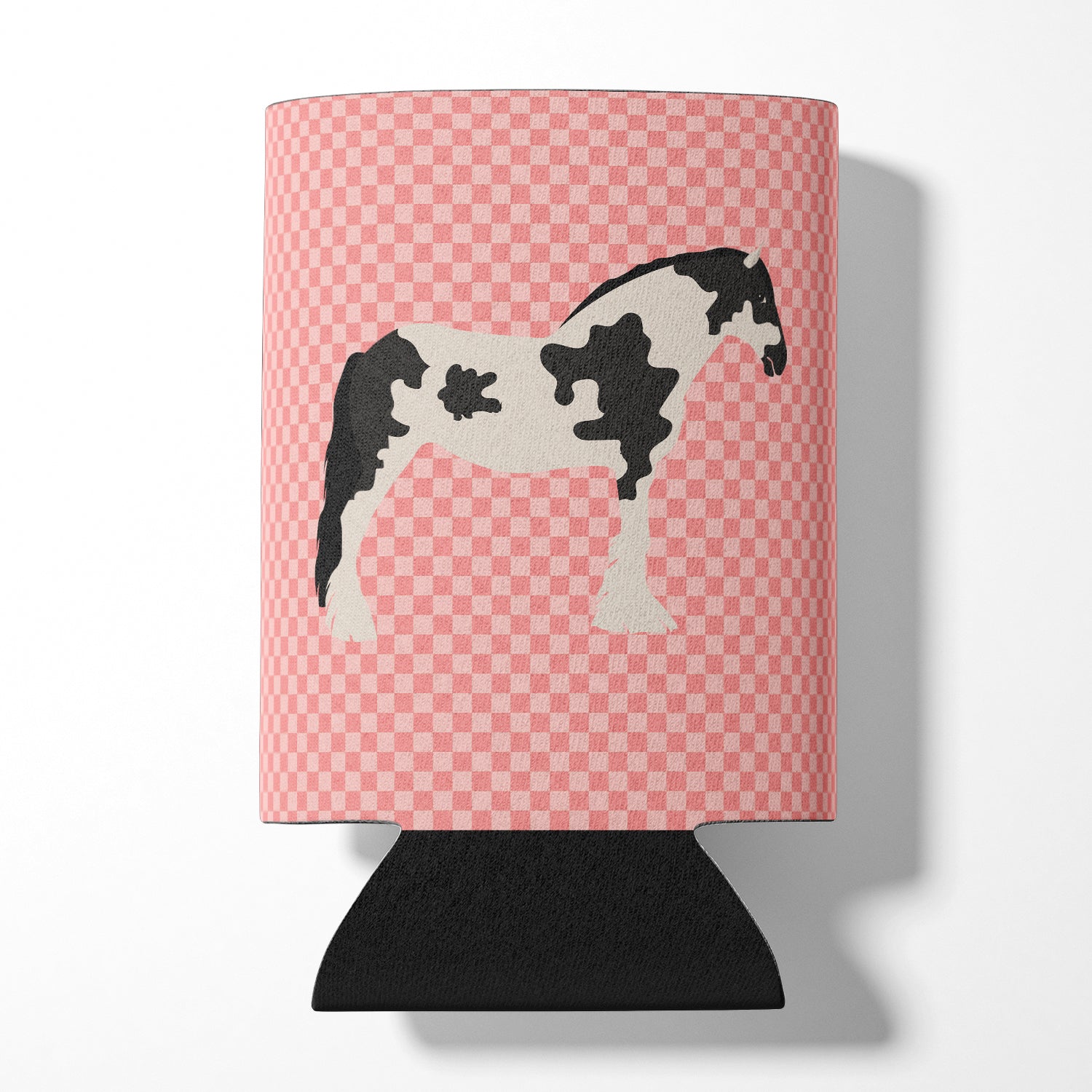 Cyldesdale Horse Pink Check Can or Bottle Hugger BB7912CC