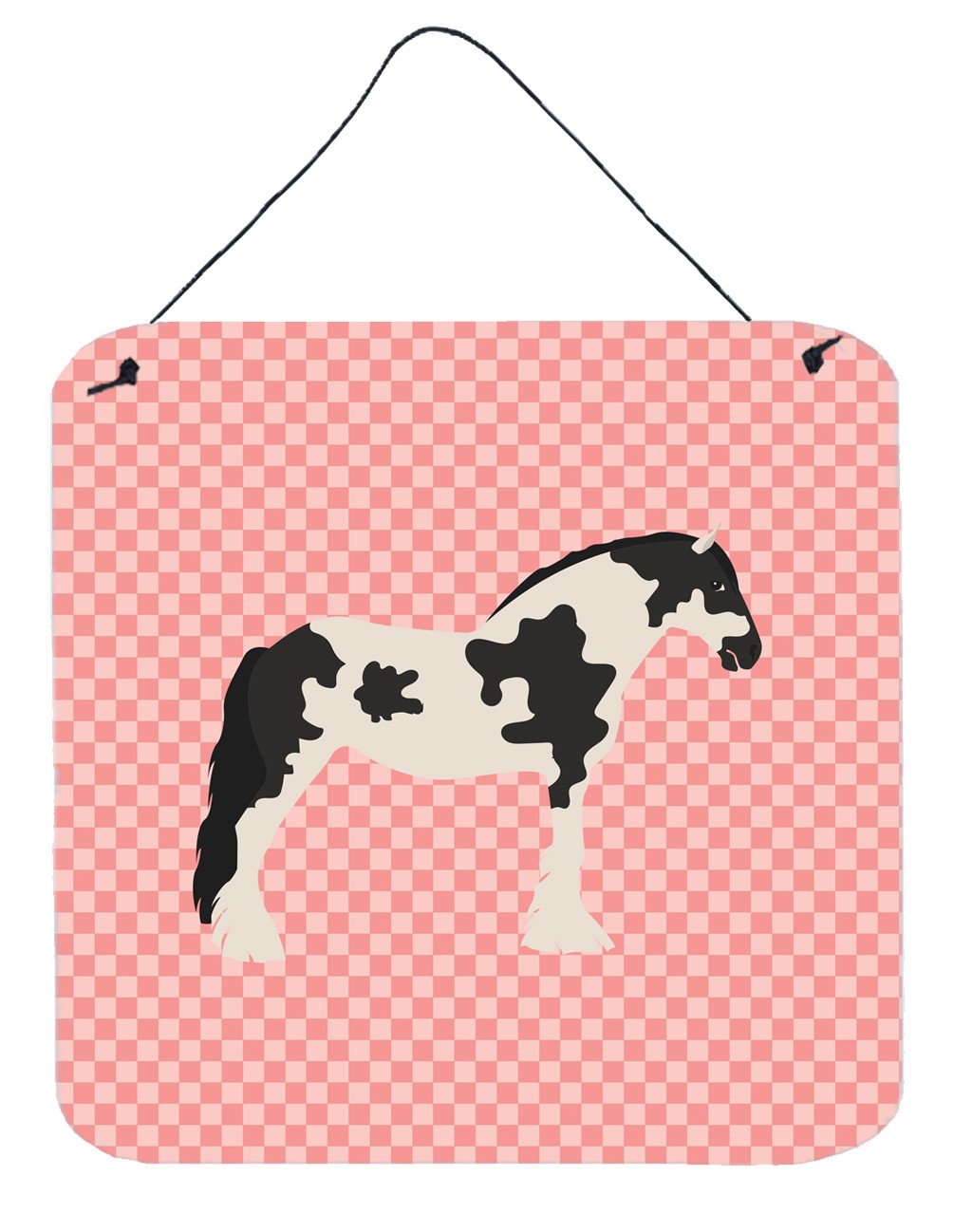 Cyldesdale Horse Pink Check Wall or Door Hanging Prints BB7912DS66 by Caroline&#39;s Treasures