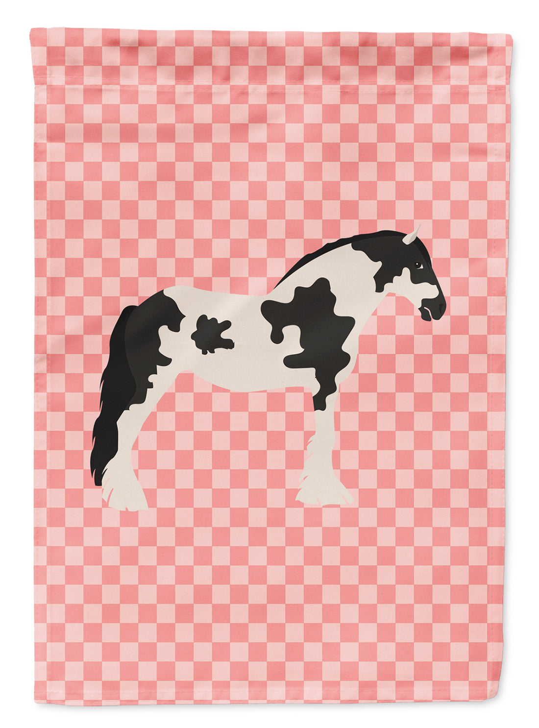 Cyldesdale Horse Pink Check Flag Garden Size