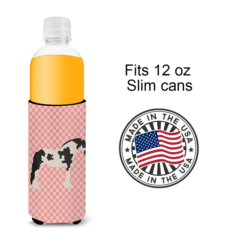 Cyldesdale Horse Pink Check  Ultra Hugger for slim cans  the-store.com.