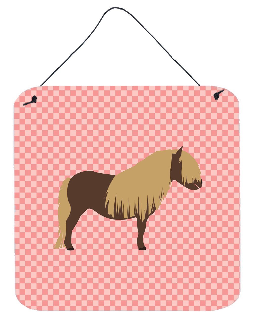 Shetland Pony Horse Pink Check Wall or Door Hanging Prints BB7914DS66 by Caroline&#39;s Treasures