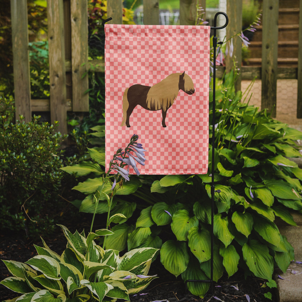 Shetland Pony Horse Pink Check Flag Garden Size  the-store.com.