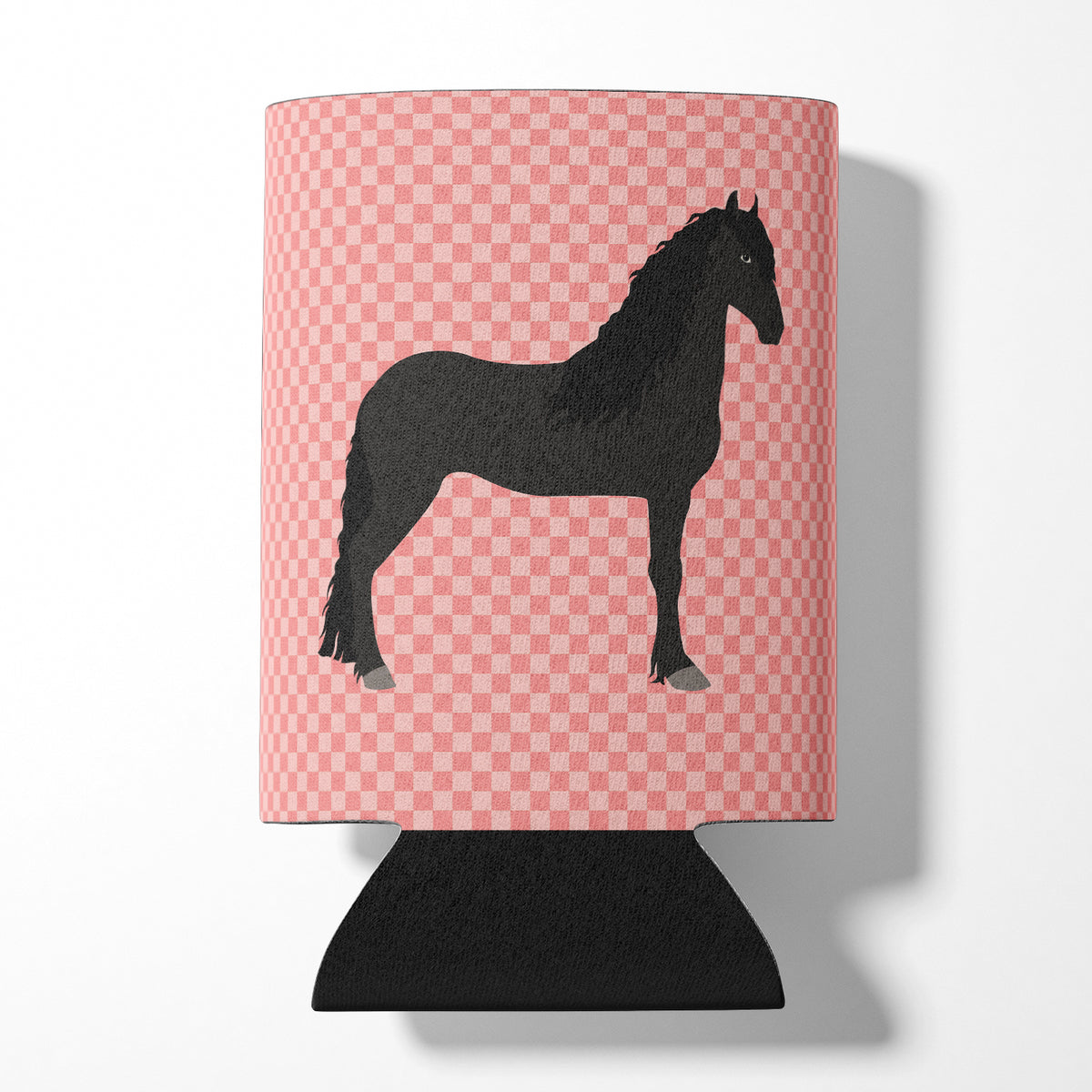 Friesian Horse Pink Check Can or Bottle Hugger BB7915CC