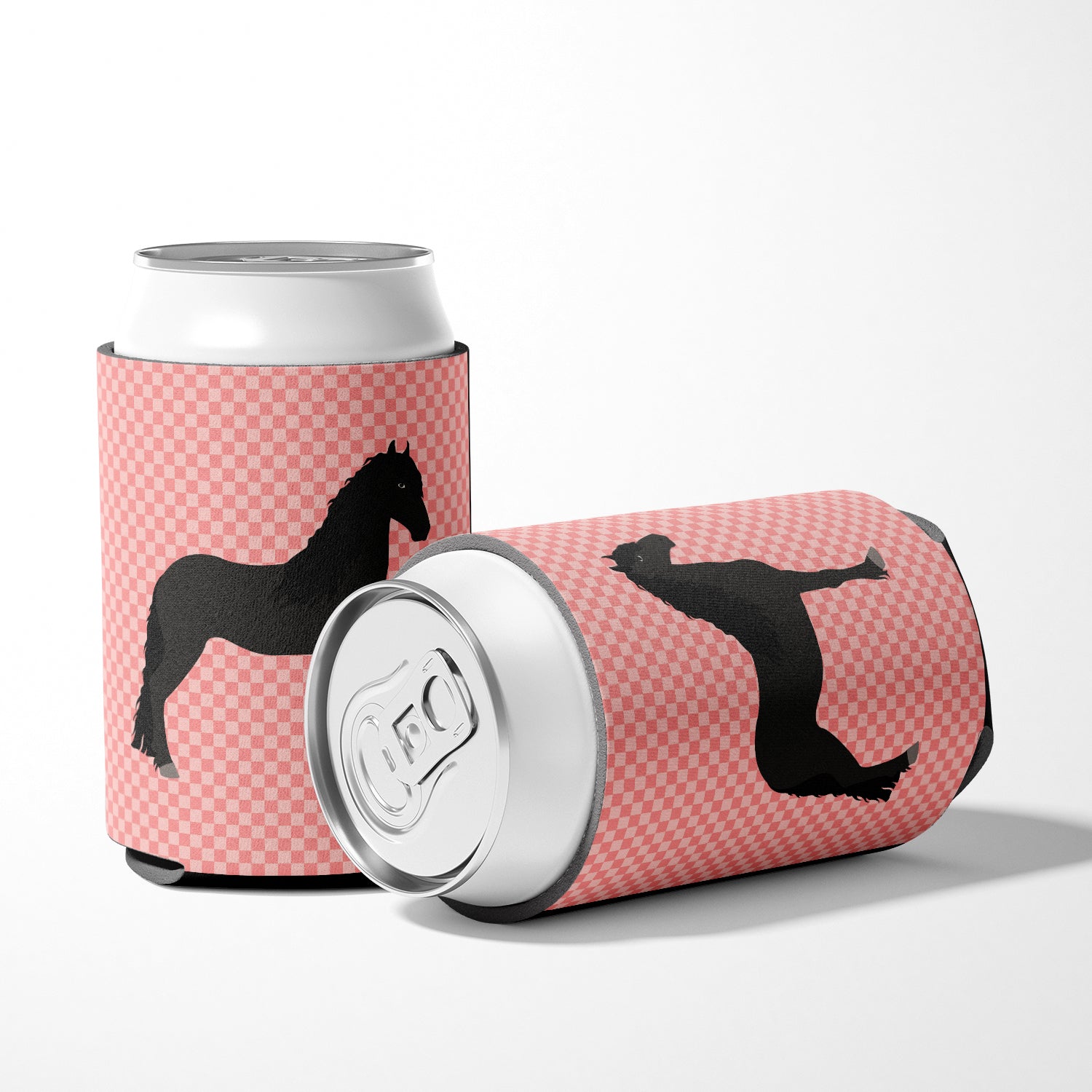 Friesian Horse Pink Check Can or Bottle Hugger BB7915CC  the-store.com.
