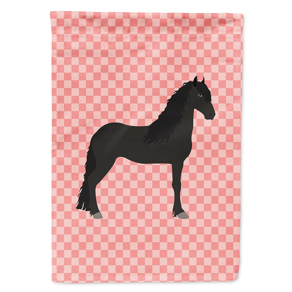 Friesian Horse Pink Check Flag Canvas House Size BB7915CHF  the-store.com.