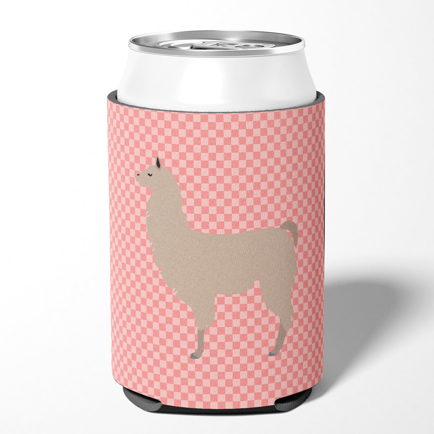 Llama Pink Check Can or Bottle Hugger BB7916CC  the-store.com.