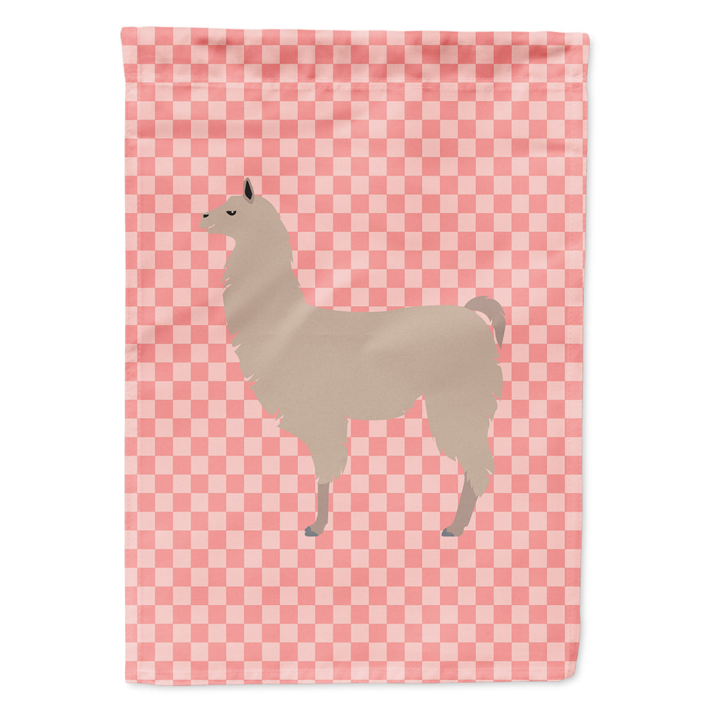 Llama Pink Check Flag Canvas House Size BB7916CHF
