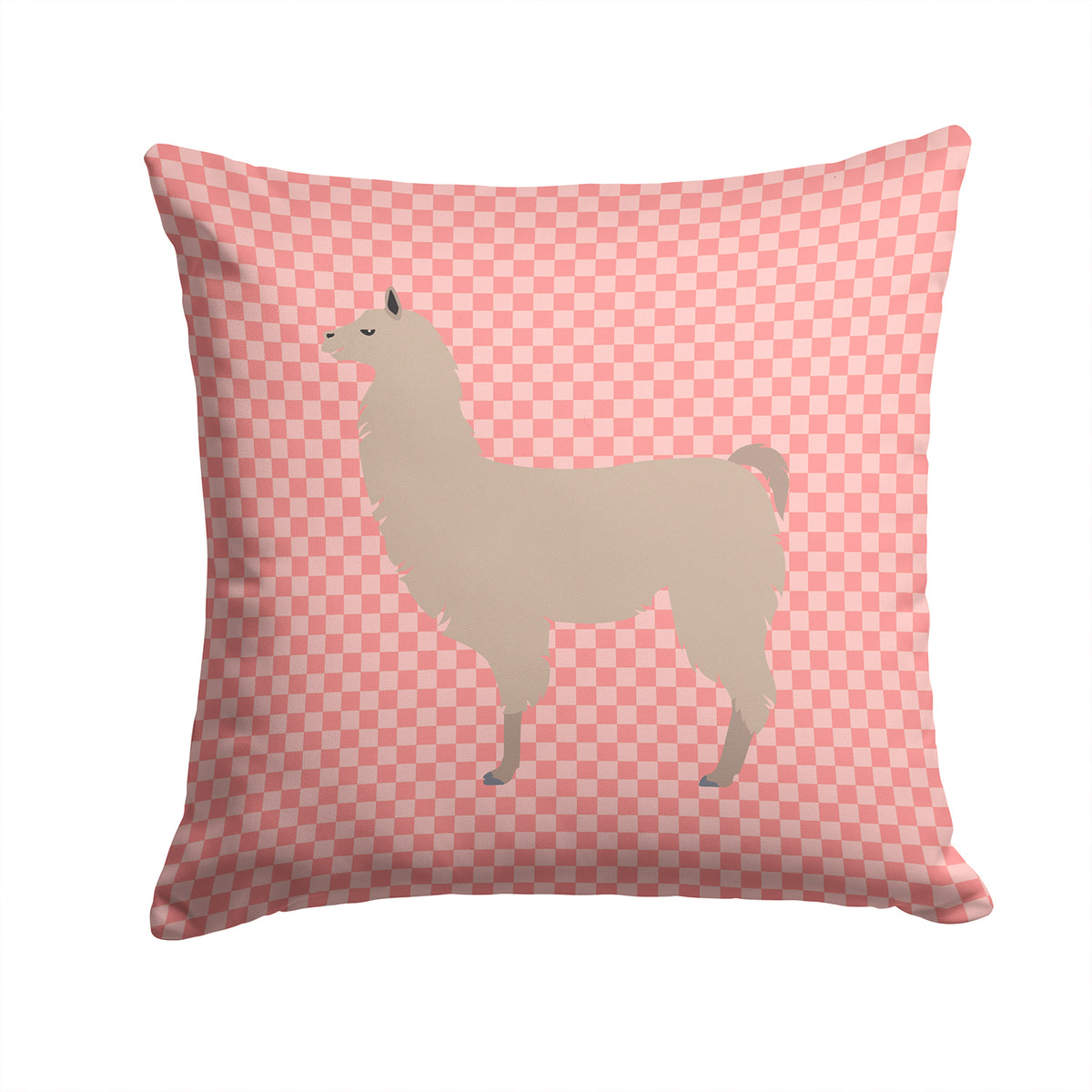 Llama Pink Check Fabric Decorative Pillow BB7916PW1414 - the-store.com