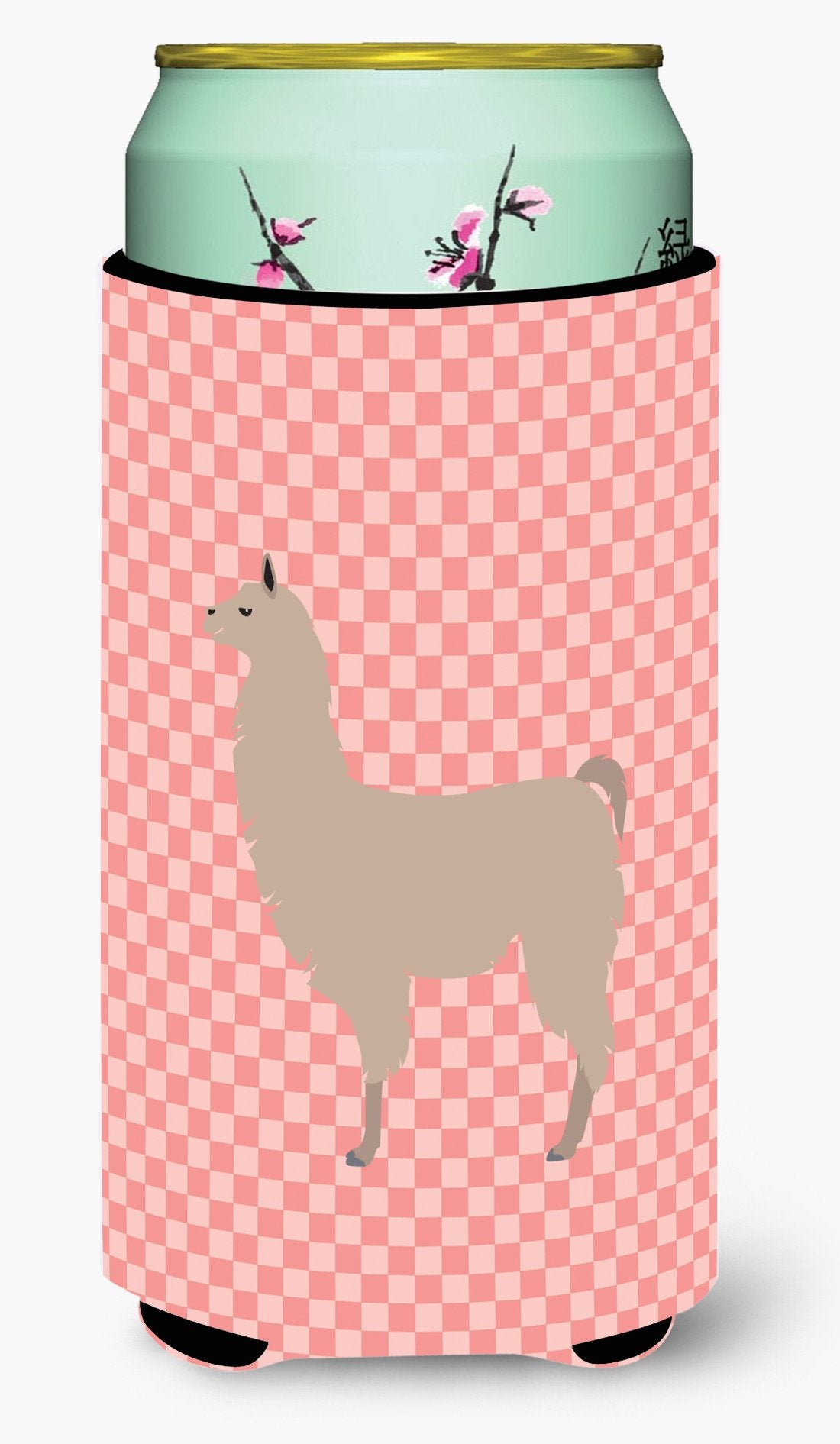 Llama Pink Check Tall Boy Beverage Insulator Hugger BB7916TBC by Caroline&#39;s Treasures