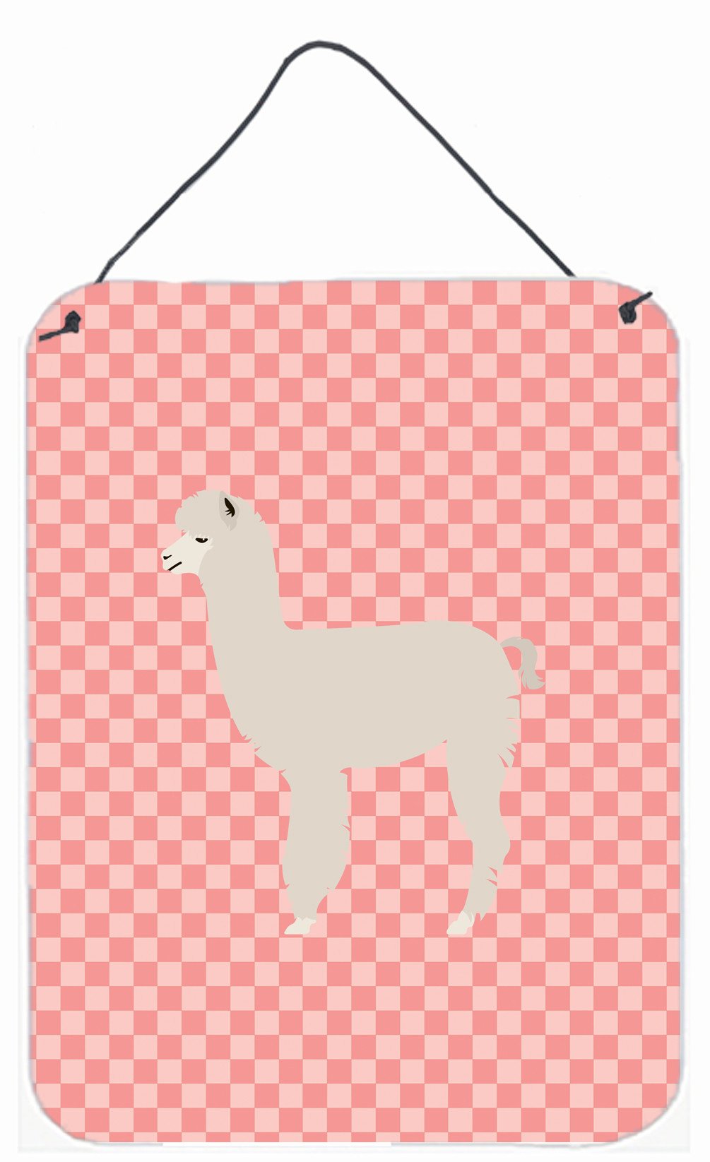 Alpaca Pink Check Wall or Door Hanging Prints BB7919DS1216 by Caroline&#39;s Treasures