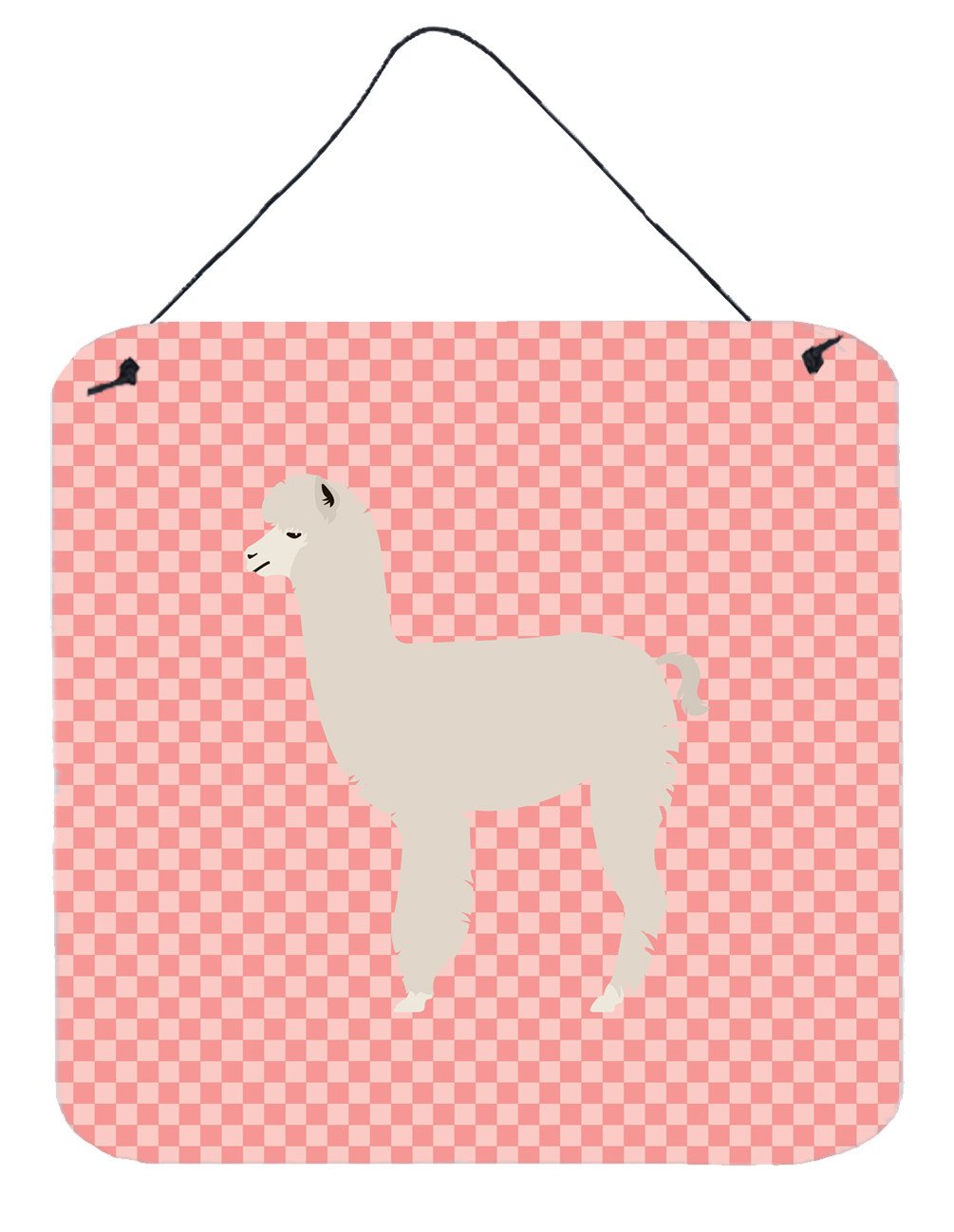 Alpaca Pink Check Wall or Door Hanging Prints BB7919DS66 by Caroline&#39;s Treasures