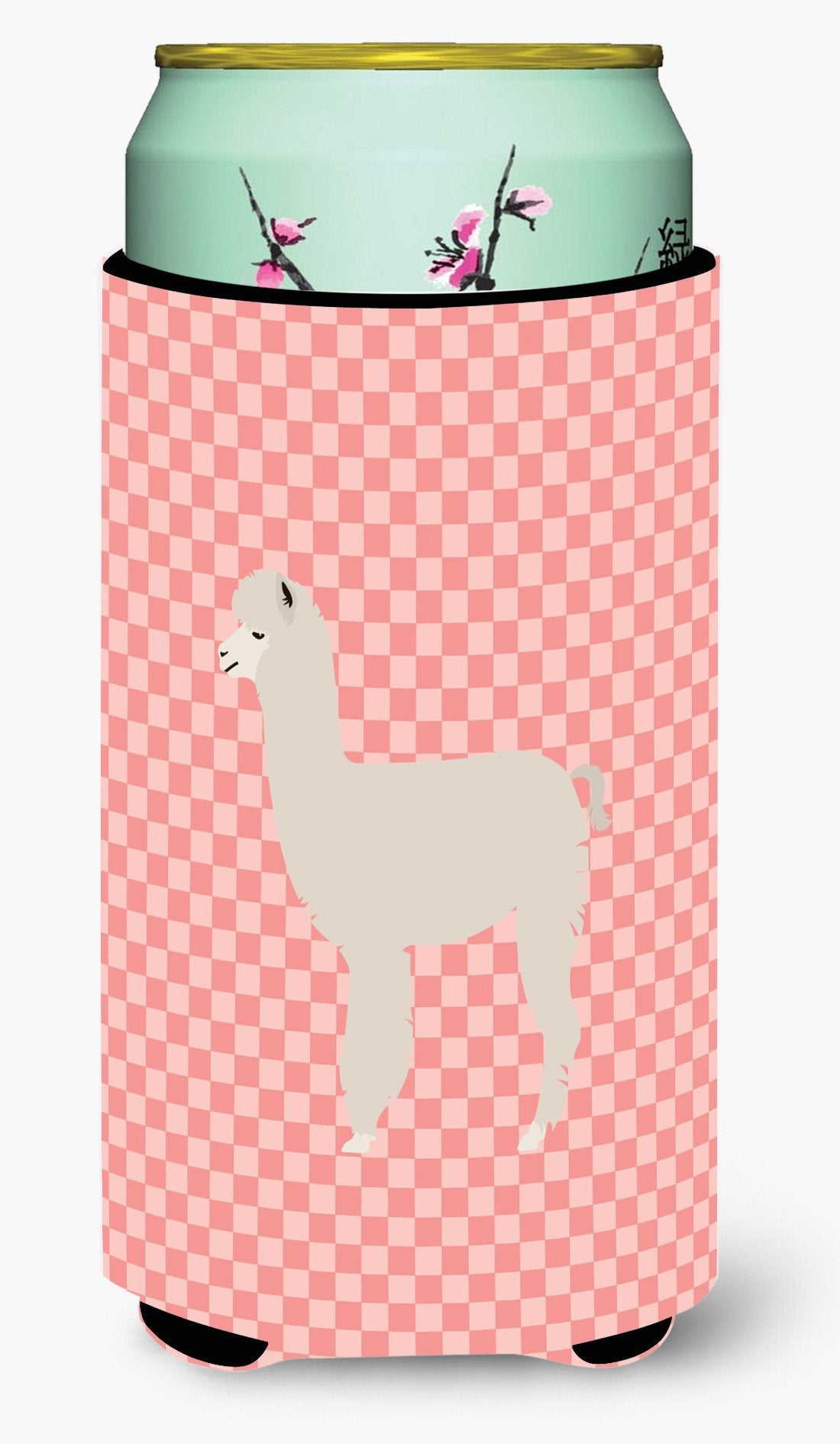 Alpaca Pink Check Tall Boy Beverage Insulator Hugger BB7919TBC by Caroline&#39;s Treasures