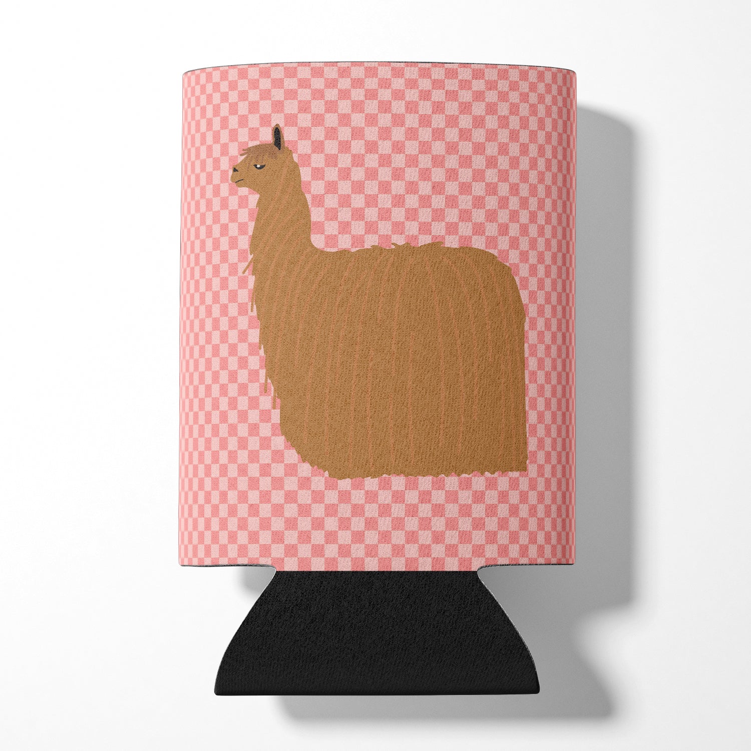 Alpaca Suri Pink Check Can or Bottle Hugger BB7920CC
