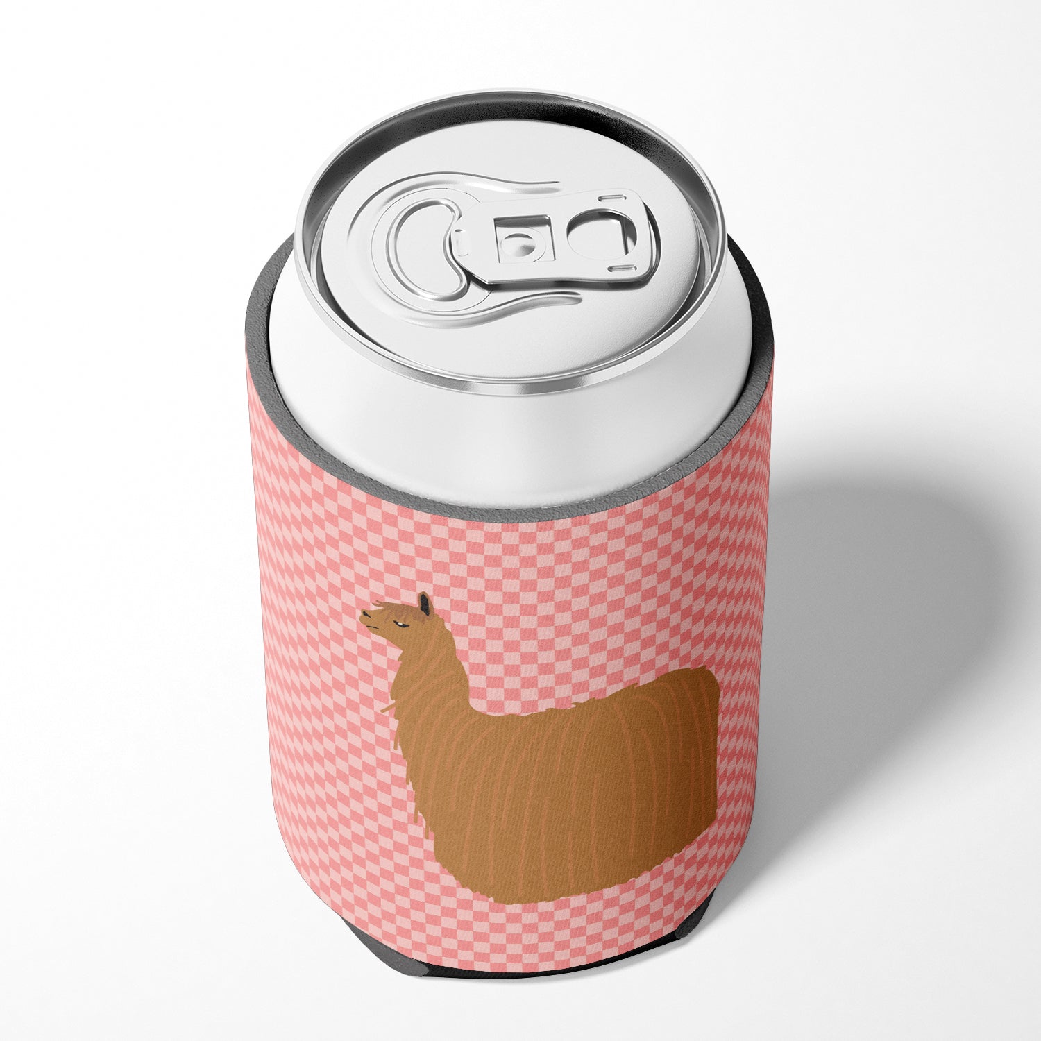 Alpaca Suri Pink Check Can or Bottle Hugger BB7920CC