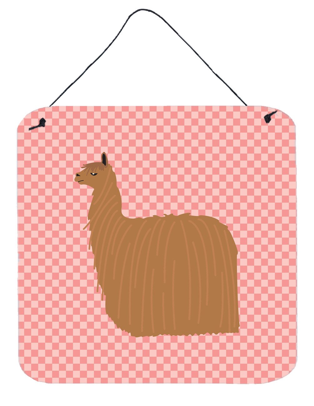 Alpaca Suri Pink Check Wall or Door Hanging Prints BB7920DS66 by Caroline&#39;s Treasures