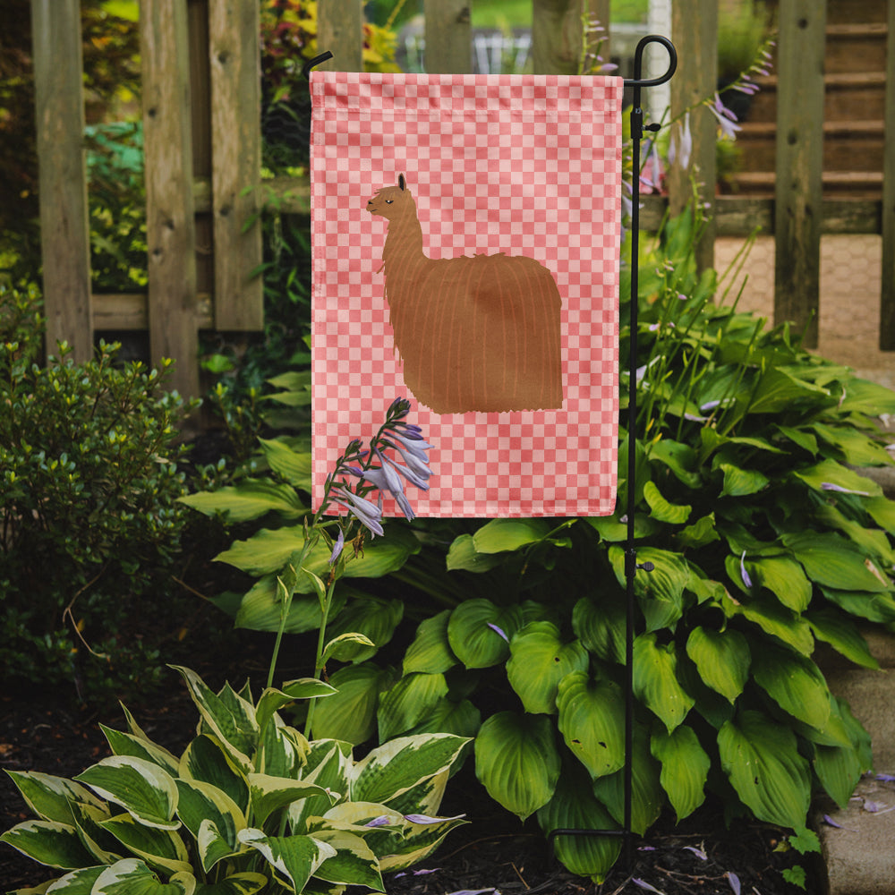 Alpaca Suri Pink Check Flag Garden Size