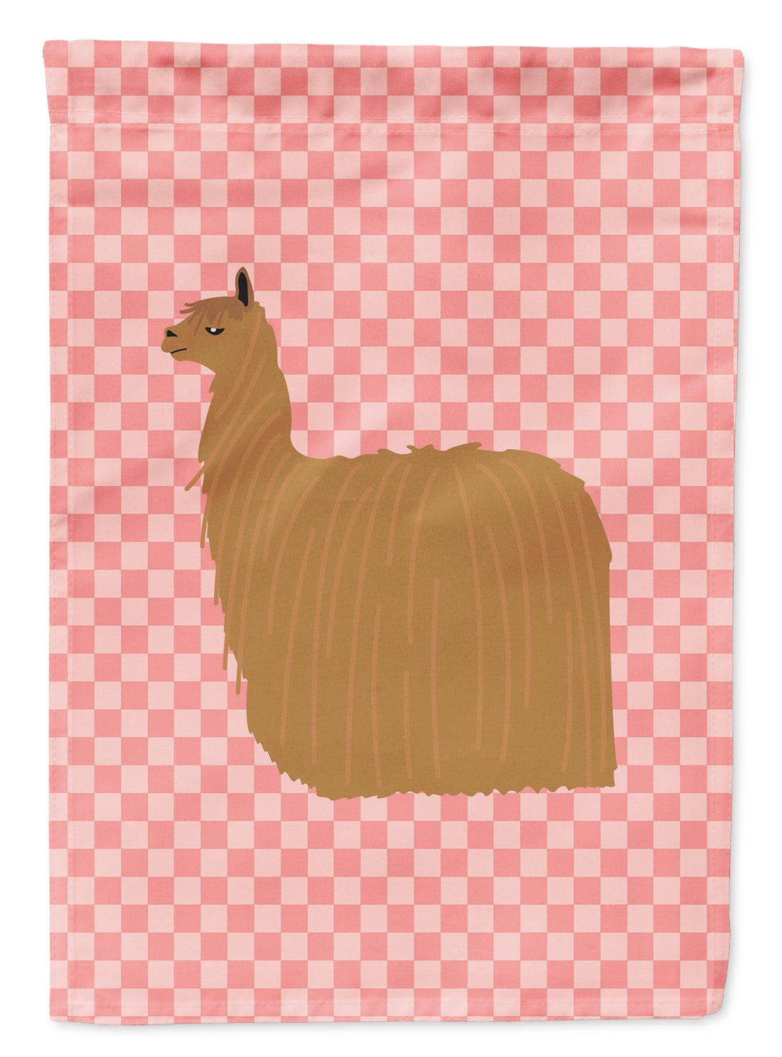 Alpaca Suri Pink Check Flag Garden Size  the-store.com.